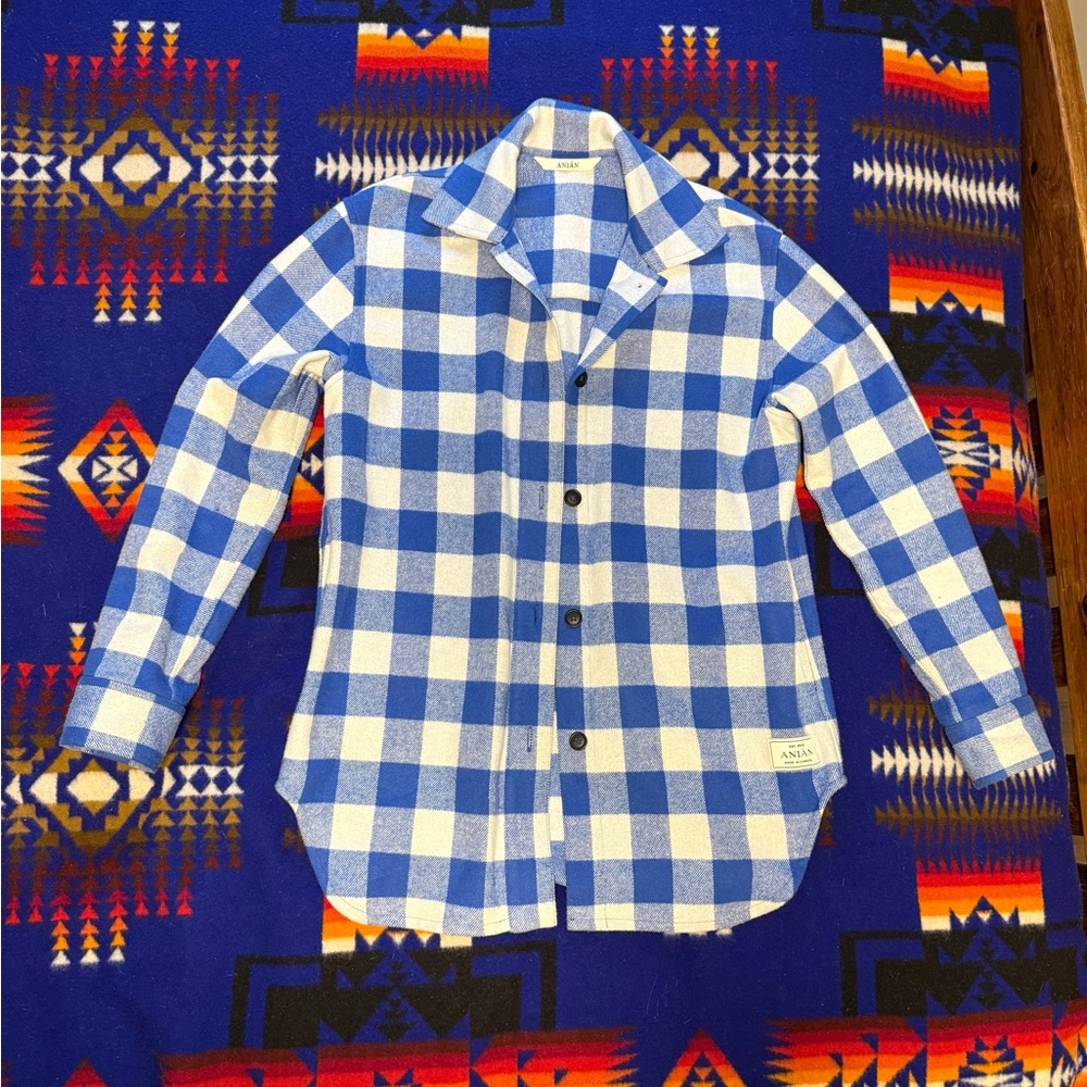 Anian Blue & White Buffalo Check Button-Up Jacket
